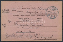 1917 Tábori Posta LevelezÅ‘lap Rampacher Pálnak Címezve, Hátoldalán... - Other & Unclassified