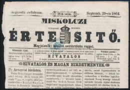 1864 Miskolczi értesítÅ‘ 1kr Hírlapilleték Bélyeggel - Autres & Non Classés