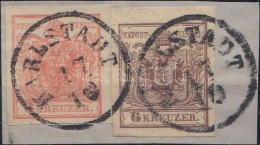 1850 3kr + 6kr HP III Szép / óriási Szélekkel / With Nice / Large Margins 'KARLSTADT' - Autres & Non Classés