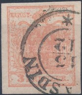 O 1850 3kr MP III. Gravurtype, Frankó Rózsaszín '(WAR)ASDIN' - Andere & Zonder Classificatie