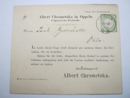 OPPELN , Klarer Stempel Auf Vertreterkarte , Sehr Dekorativ - Cartas & Documentos