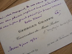 Georges GRAPPE (1879-1947) Conservateur Du Musée RODIN. Autographe - Autografi