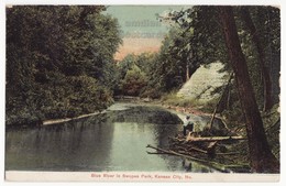 KANSAS CITY MISSOURI MO,  BLUE RIVER IN SWOPES PARK 1900s Vintage Postcard - MAN FISHING [6478] - Kansas City – Missouri