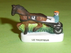 Fèves / Sports :  Personnage , Cavalier , Cheval , Le Trotteur  " Mat "    T13 - Deportes