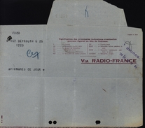Grand Liban France Télégramme Via Radio France Beyrouth Avionames Perfectafom - Telegraph And Telephone