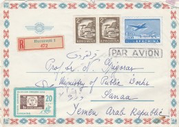 #BV6281  PLANE,MACHINE,AIRMAIL REGISTERED COVER WITH STAMPS, USED, 1965,ROMANIA. - Brieven En Documenten