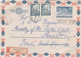 #BV6283  PLANE,SATELLITE,AIRMAIL REGISTERED COVER WITH STAMPS, USED, 1965,ROMANIA. - Cartas & Documentos