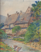 Dessin Sur Papier Lava Docelle / Maisons à Colombages Et Riviére / KAYSERSBERG/ IMP.Nigeney1949         GRAV187 - Radierungen