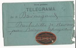 ESPAGNE - TELEGRAMME De PARIS => BARBADILLO DE HERRERO Via BURGOS - Storia Postale