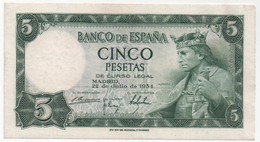 Billet De Banque ESPAGNE - 5 Pesetas De 1954  - NEUF - Sans Pliure, Tâche, Trou... - 5 Peseten