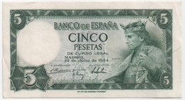 Billet De Banque ESPAGNE - 5 Pesetas De 1954  - NEUF - Sans Pliure, Tâche, Trou... - 5 Peseten