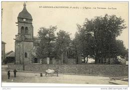 Saint Gervais D'Auvergne .  Eglise , Terrasse Et Cure .  Animée , Attelage - Saint Gervais D'Auvergne