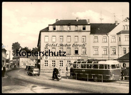 ÄLTERE POSTKARTE DIPPOLDISWALDE PLATZ DER JUGEND HOTEL ROTER HIRSCH GASTRONOM BUS OMNIBUS Ansichtskarte AK Postcard Cpa - Dippoldiswalde