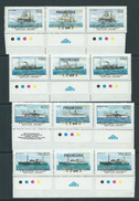 Tonga Niuafo´ou 1985 Mail Ship Set Of 4 As Gutter Pairs With Label Specimen Overprint MNH - Tonga (1970-...)