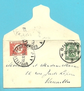 425 Op Naamkaartomslagje (carte-visite) Stempel BRUGGE, Getaxeerd (taxe) Met TX 35 Met Stempel BRUXELLES - 1935-1949 Kleines Staatssiegel