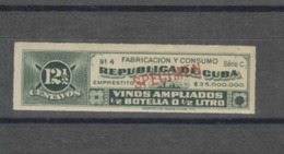 O) CARIBE, GREEN, SPECIMEN, PROOF, REVENUE-EMPRESTITO, FABRICACION Y CONSUMO VINOS AMPLIADOS-WINE CONSUMPTION AND EXPAND - Cuba