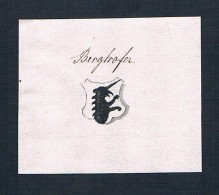 Berghofer - Berghofer Berghof Handschrift Manuskript Wappen Manuscript Coat Of Arms - Prints & Engravings