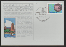 B 270) NL Mi# 1320: Versteigerung Von Gemüse, Obst Und Blumen; Auf Stadtkarte Dordrecht 1987, Stempel: Grote Kerk - Briefe U. Dokumente