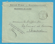 Portvrij Brief STAATSDIENSTZAKEN Met Stempel THIENEN-TIRLEMONT 1922 - Zonder Portkosten