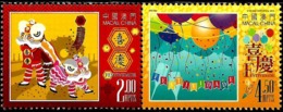 CHINA MACAU MACAO MNH 2015 FESTIVALS BALLOONS DRAGONS FESTIVITY PAIR - Ungebraucht