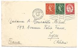 GB LETTRE DE TEDDINGTON POUR LA FRANCE DU 9/7/1957 - Marcophilie