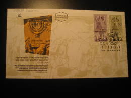 THE MENORAH Yvert 1638/9 Jerusalem 2002 FDC Cancel Cover Jewish Religion JUDAISM Israel - Jewish