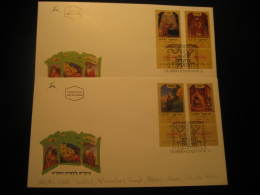 SUKKOT PATRIARCHE JOSEPH MOSES AARON DAVID BIBLE Yvert 1462/5 Jerusalem 1999 FDC 2 Cover Jewish Religion JUDAISM Israel - Jewish