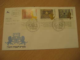 HEBREW NEW YEAR CHANDELIER Yvert 1081/3 Yerushalayim 1989 FDC Cancel Cover Jewish Religion JUDAISM Israel - Jewish
