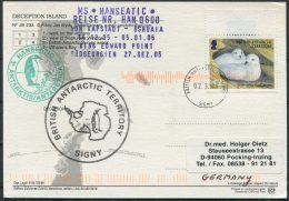 2005 MS HANSEATIC Hapag Lloyd Ship Deception Island Postcard. B.A.T. Halley Penguin - Covers & Documents