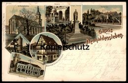 ALTE LITHO POSTKARTE GRUSS AUS NEUHALDENSLEBEN VILLA GERICKE GOLDSCHMIED KÜHNE ROLAND HALDENSLEBEN AK Ansichtskarte - Haldensleben