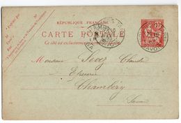 Entier-Carte Postale N°124 MOUCHON RETOUCHE (n°332)--cachet  MOUTIERS-73 Et CHAMBERY -73 - Cartes Postales Types Et TSC (avant 1995)