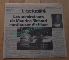 L'actualité  - Les Admirateurs De Maurice Richard Continuent D'affluer- 31 Mai 2000 Hockey - Other & Unclassified