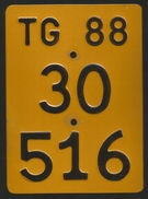 Velonummer Mofanummer Thurgau TG 88 (letzte Geprägte TG-Nummer, Ab 1989 Vignetten) - Number Plates