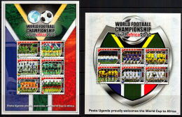 J0009a UGANDA 2010, World Football Championship, 2 @ MSheets,  MNH - Nuovi