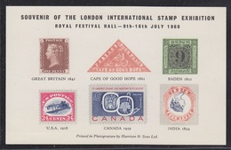 Great Britain 1960 London Stamp Exhibition Souvenir Sheet ** Mnh (34016) - Ensayos, Pruebas & Reimpresiones
