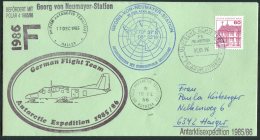 1985 B.A.T. Georg Von Neumayer Signed German Antarctic Expedition Flight Cover Penguin Rothera Halley Helicopter - Brieven En Documenten