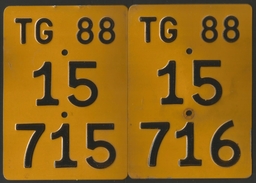 Velonummer Mofanummer Thurgau TG 88, Nummernpaar (15715 + 15716) - Kennzeichen & Nummernschilder