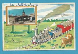 CPSM - Fantaisie Chemin De Fer Train Souvenir De BAIGNES 16 - Autres & Non Classés