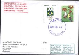 Mailed Cover (letter) With Stamp 100 Years Olympic Committee 2014  From Brazil To Bulgaria - Storia Postale