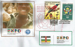 CENTRAFRIQUE. EXPO UNIVERSELLE MILAN 2015, Lettre Du Pavillon Centrafrique, Avec Timbres Centrafrique - 2015 – Milano (Italia)