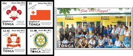 Tonga 2012, Anzac Day, Rotary, Scout, 4val +BF IMPERFORATED - Tonga (1970-...)