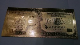 USA 10 Dollar 2009 UNC - Gold Plated - Very Nice But Not Real Money! - Federal Reserve Notes (1928-...)