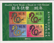 Tonga 2013, Chinese Year Of The Snake, 4val In BF - Tonga (1970-...)