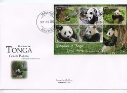 Tonga 2013, Giant Panda, 5val In BF, In FDC - Tonga (1970-...)