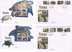 Tonga 2013, Turtles National Cultural Center 8val +2BF In 4FDC - Tonga (1970-...)