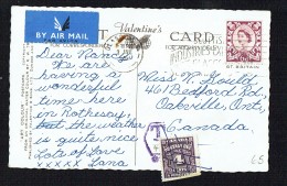 1959?  Canada 4 Cent Postage Due Sc J17 On Postcard From UK - Impuestos