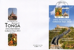 Tonga 2013, China International Expo Collection, Paul Gauguin, The Great Wall, BF In FDC - Tonga (1970-...)