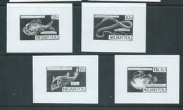 Tonga Niuafo´ou 1989 Fish Ocean Protection Set Of 4 Preliminary Art Work Proofs In Black & White - Tonga (1970-...)