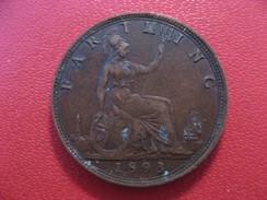 Grande-Bretagne - UK - Farthing 1893 Victoria 3873 - B. 1 Farthing