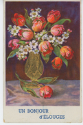 BELGIQUE - DOUR - Jolie Carte Fantaisie Bouquet De Tulipes " Un Bonjour D' ELOUGES " - Dour